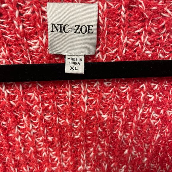 Nic + Zoe V Neck Button Front Warm Ember Cardigan Sweater Multi Striped Size XL - Picture 5 of 7